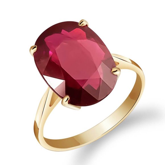 14K. SOLID GOLD RING WITH NATURAL OVAL RUBY - Picture 2 of 7